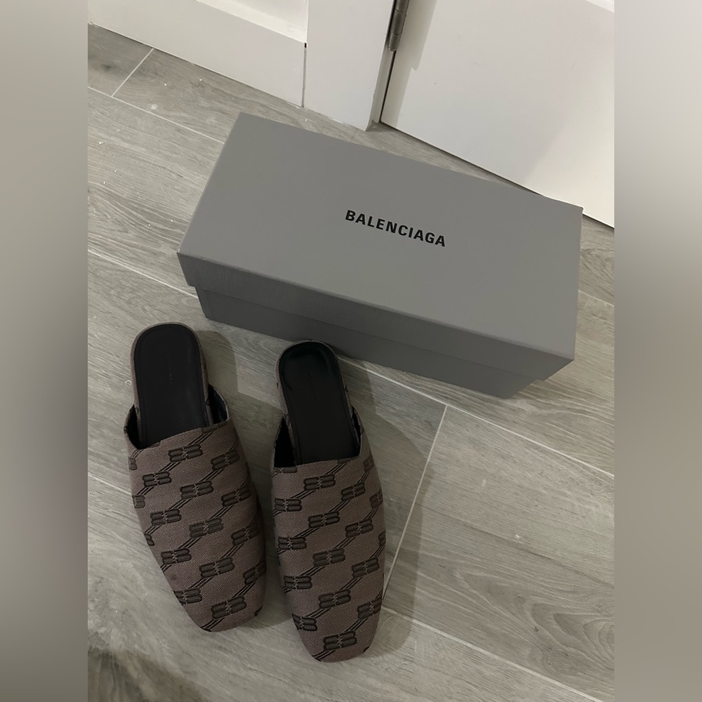 Balenciaga BB monogramed mules